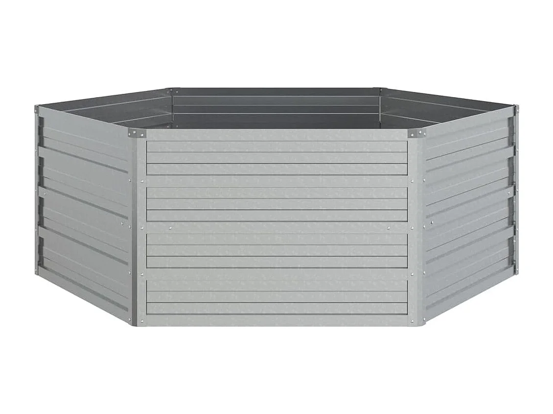 Canteiro elevado de jardim 129x45 cm aço galvanizado prateado