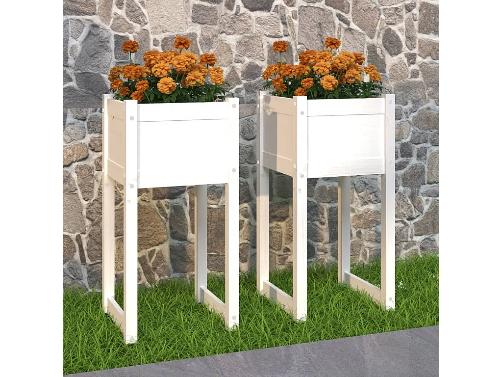 Vasos/floreiras 2 peças 40x40x81 cm pinho maciço branco
