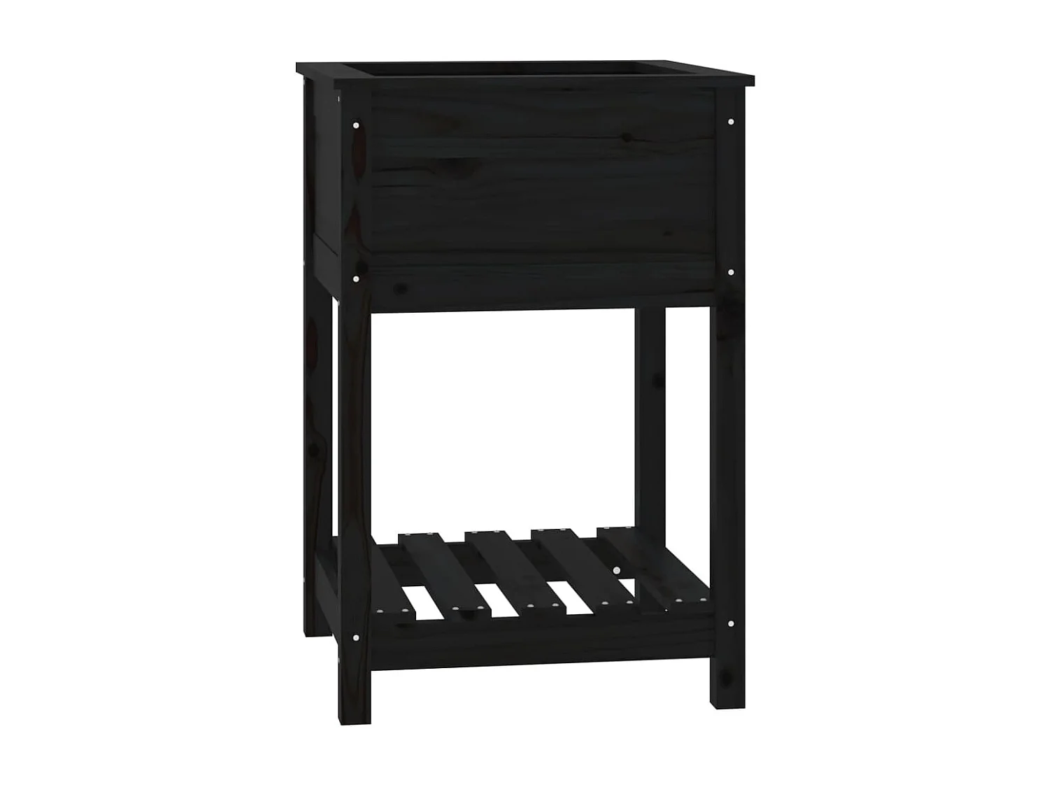 Jardinière avec étagère Noir 54x54x81 cm Bois massif de pin