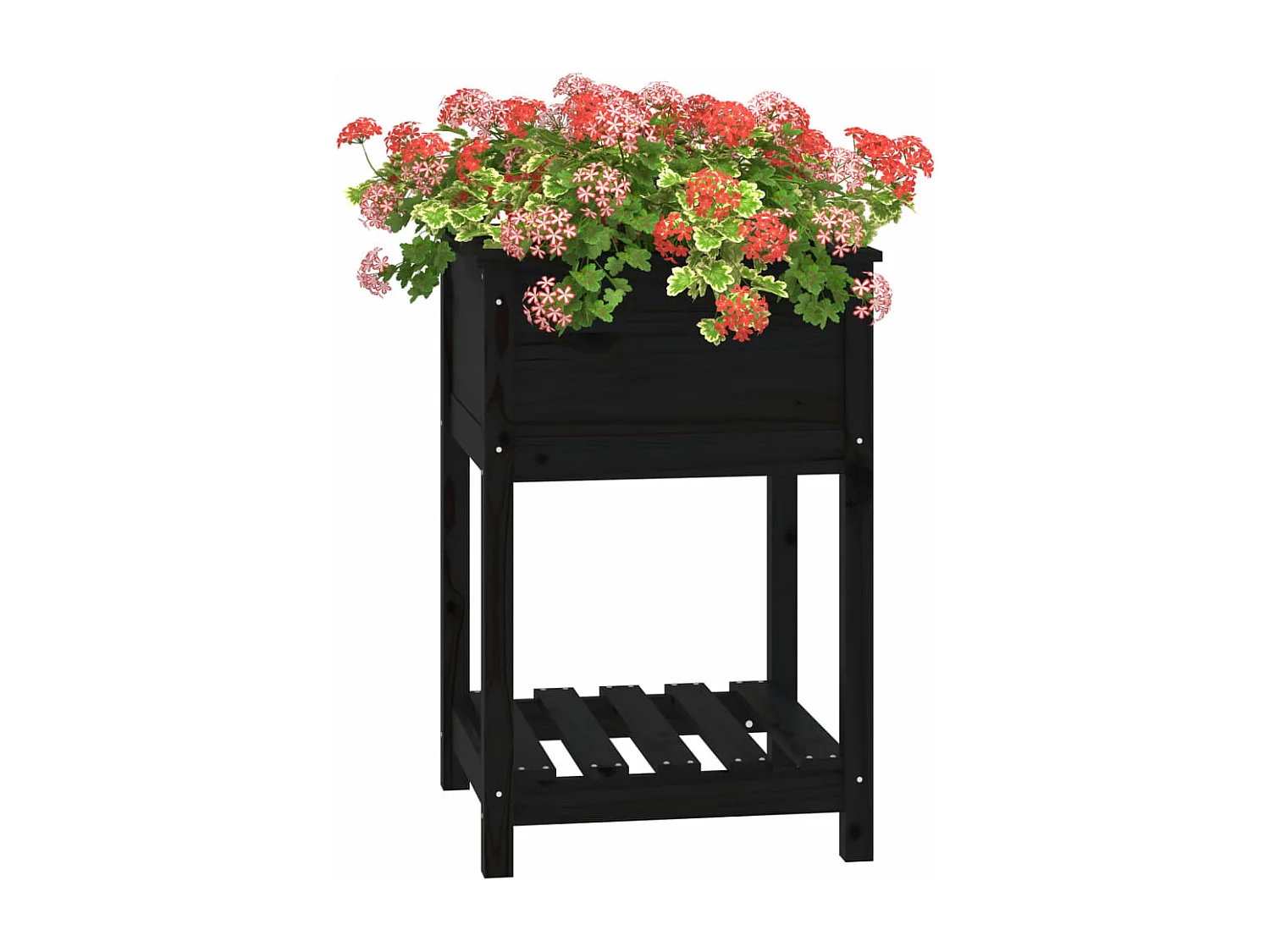 Jardinière avec étagère Noir 54x54x81 cm Bois massif de pin