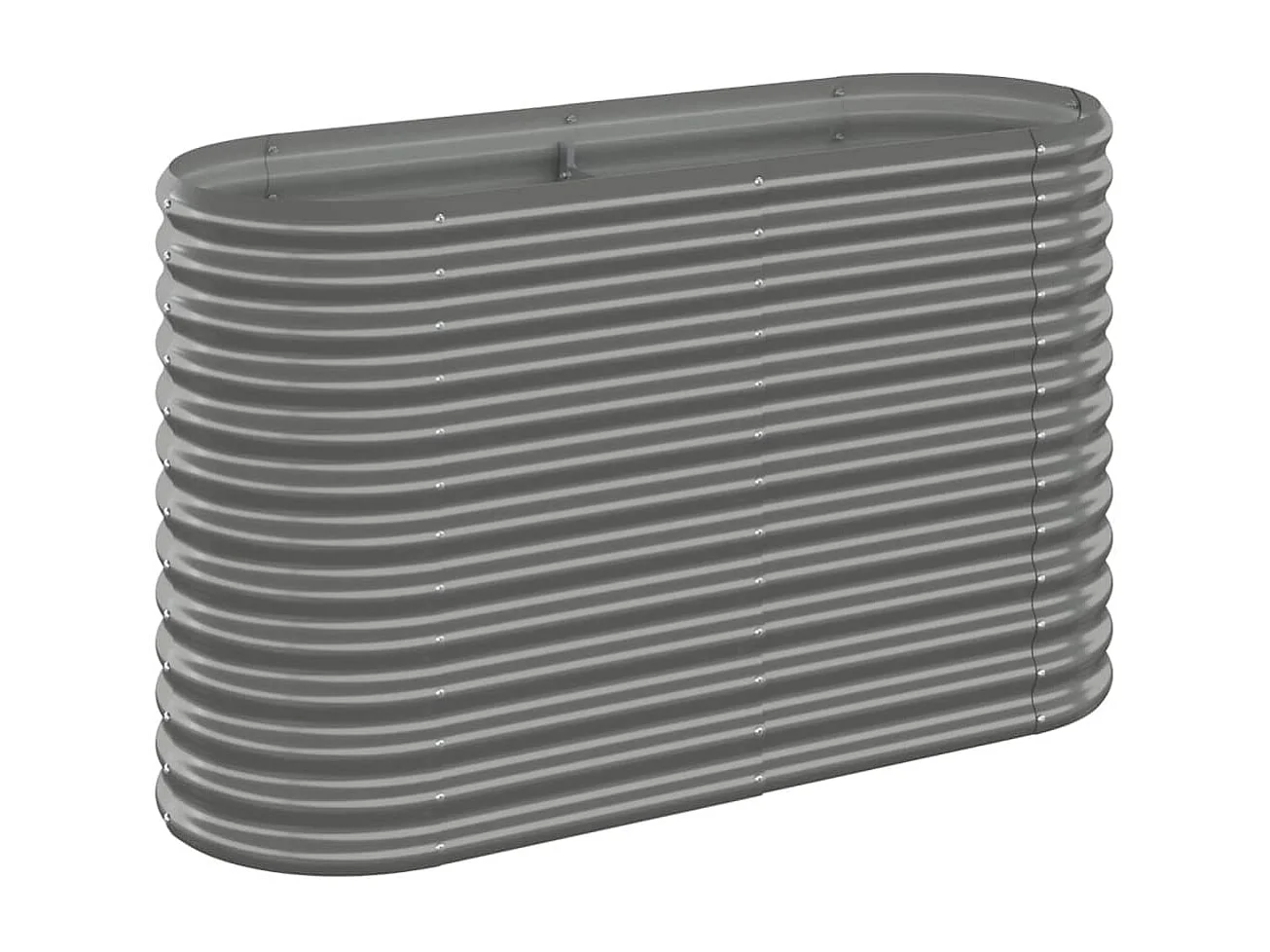 Canteiro elevado jardim 114x40x68cm aço revestido a pó cinzento