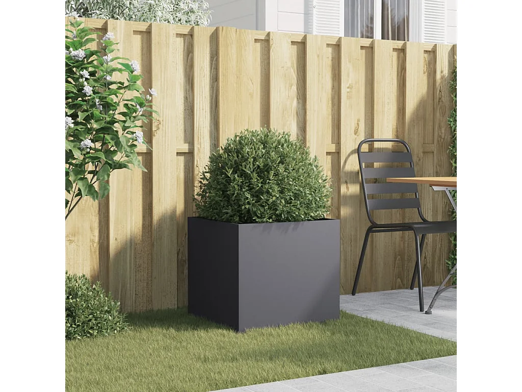 Jardinière anthracite 49x47x46 cm acier laminé à froid