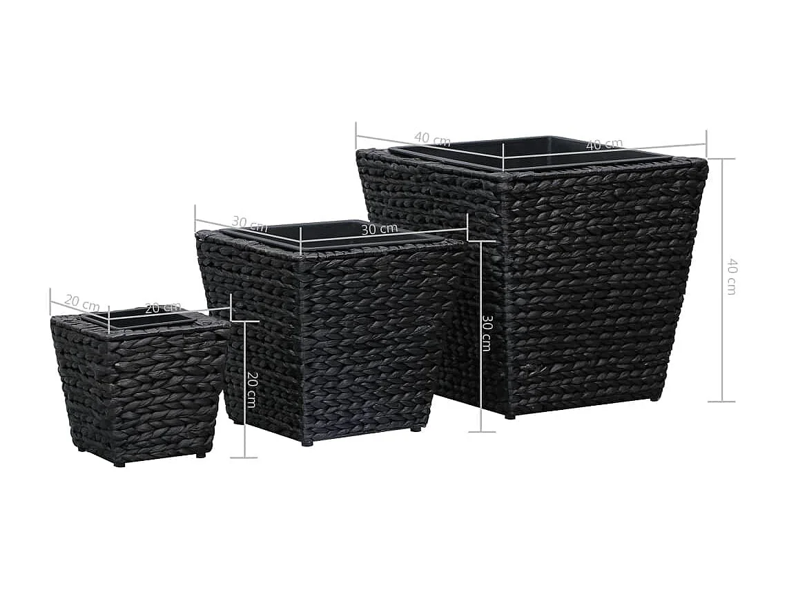 Conjunto de arriates 3 piezas jacinto de agua negro