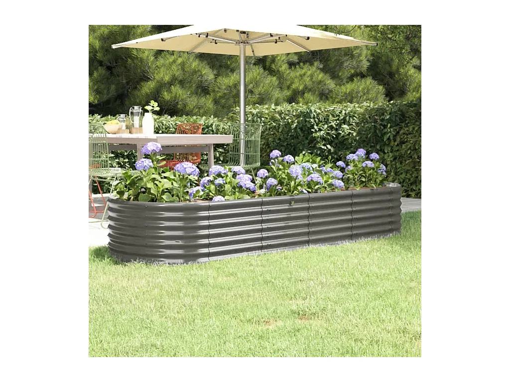 Lit surélevé de jardin Acier enduit de poudre 224x80x36 cm gris