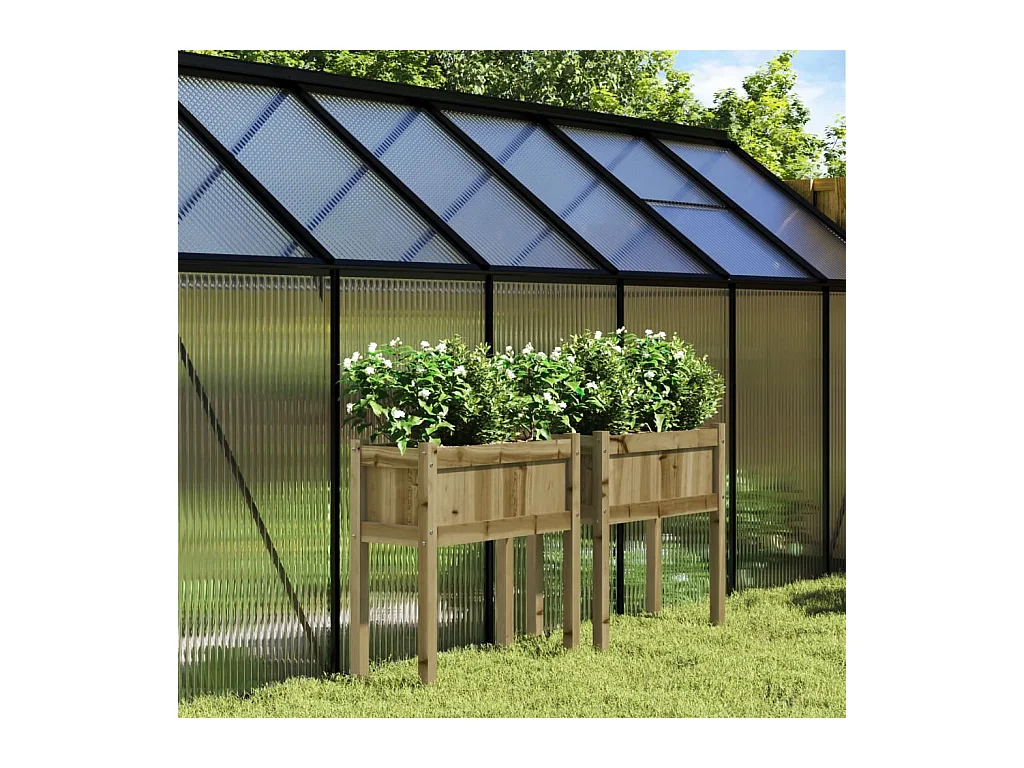 Jardinières 2 pièces avec pieds bois de pin imprégné