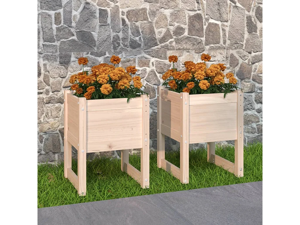 Vasos/floreiras 2 peças 40x40x52,5 cm pinho maciço