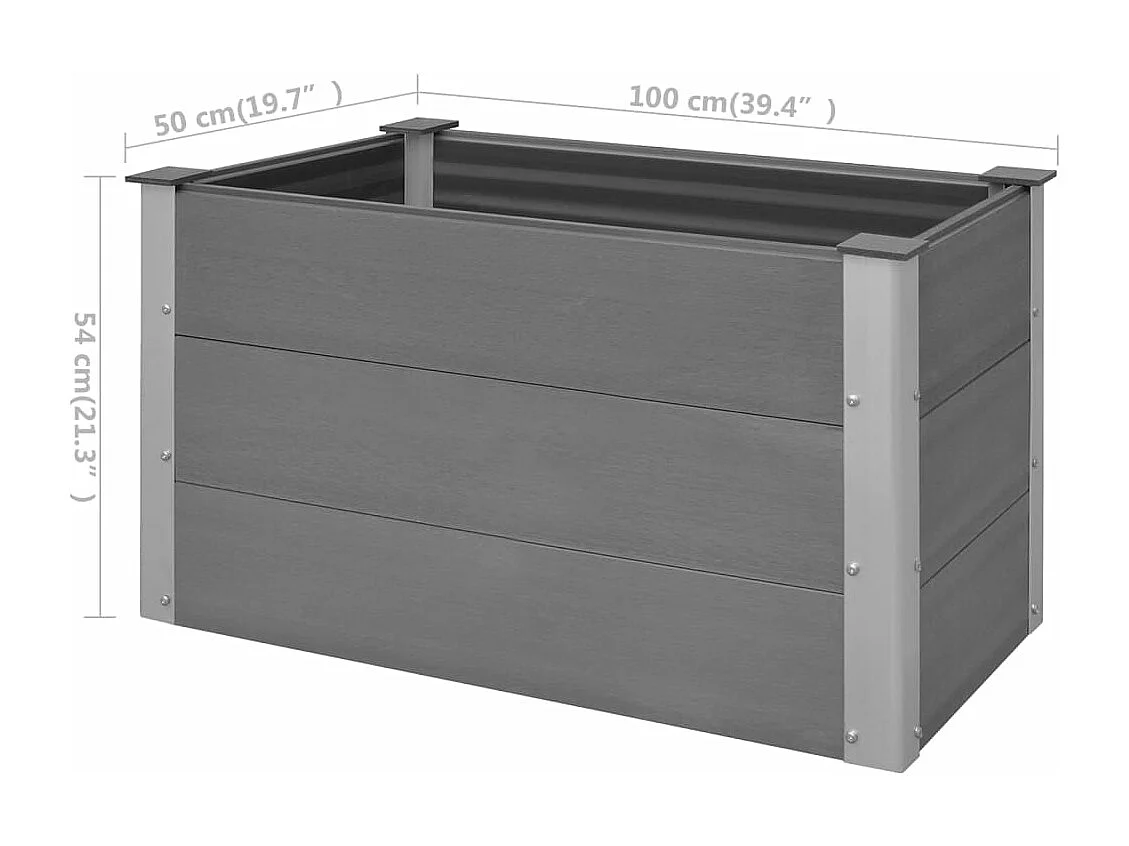 Lit surélevé de jardin WPC 100 x 50 x 54 cm Gris