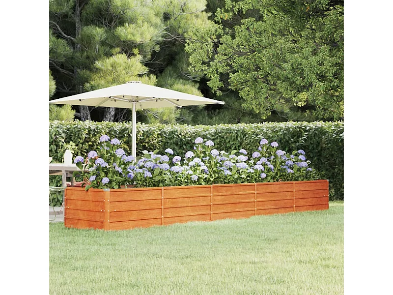 Canteiro de jardim 400x80x45 cm aço corten cor enferrujado