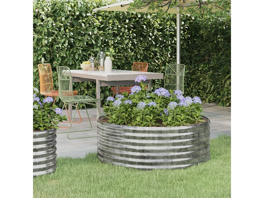 Canteiro elevado jardim 100x100x36 aço revestido a pó prateado