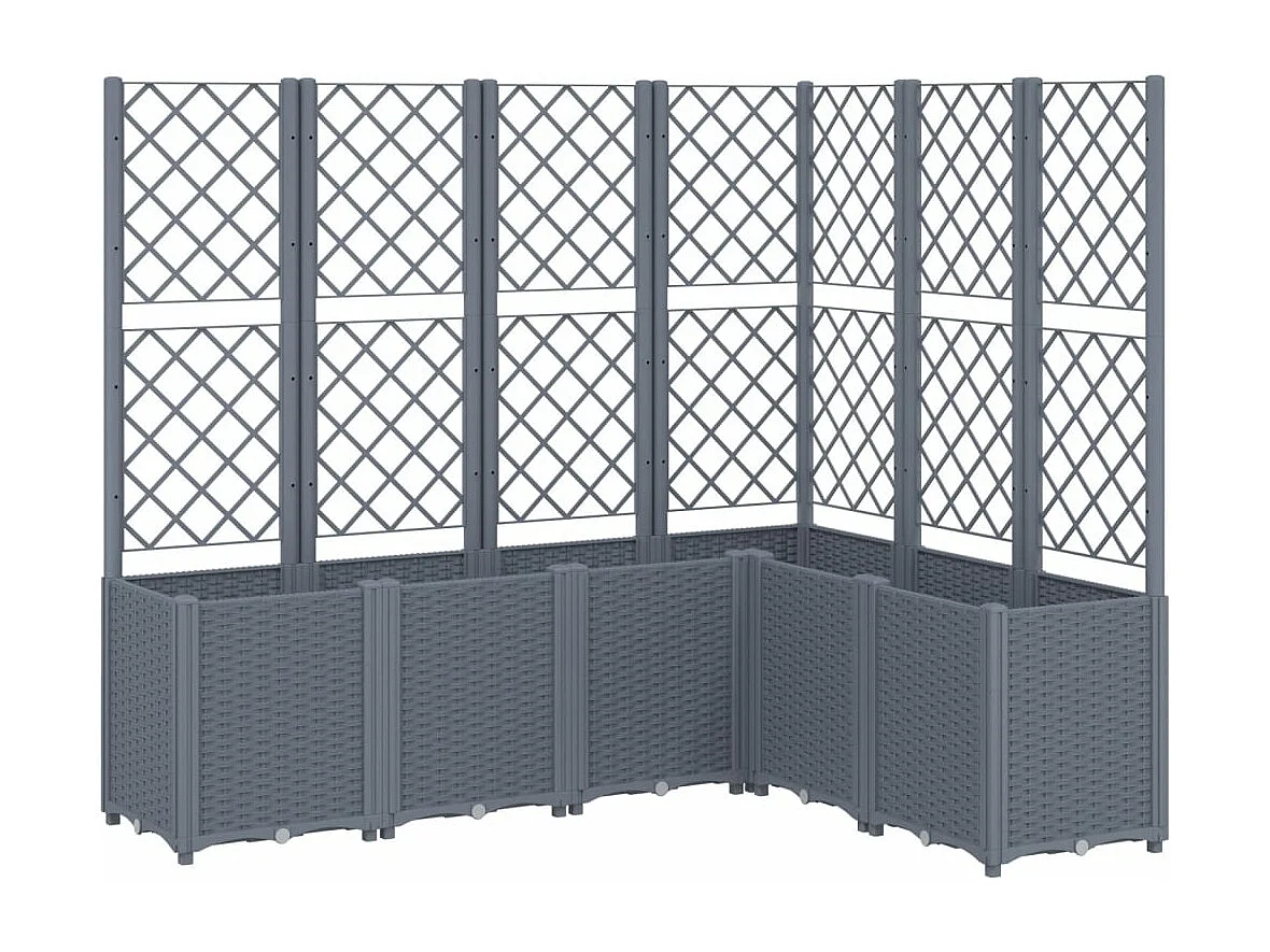 Jardinera con enrejado PP gris 160x120x140 cm