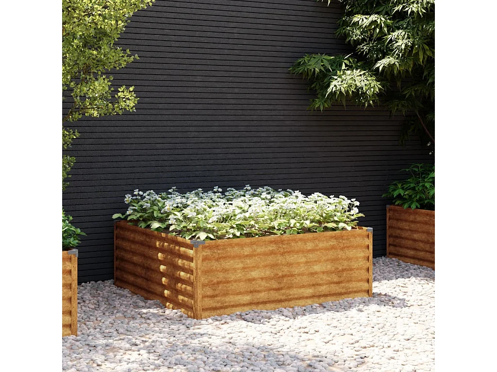 Canteiro elevado de jardim 100x100x36 cm aço corten