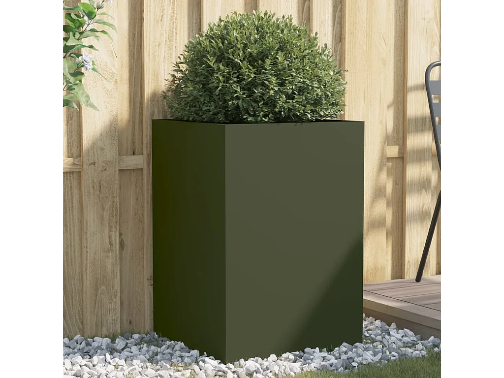 Jardinière vert olive 52x48x75 cm acier laminé à froid