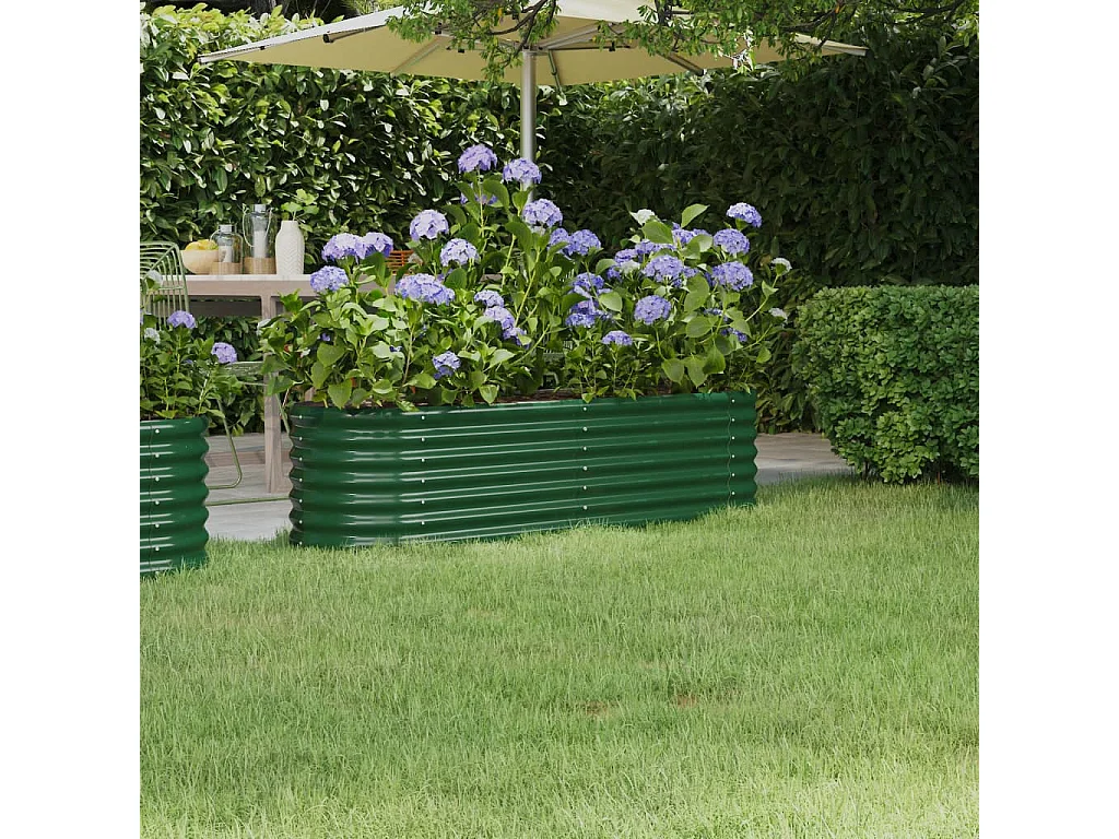Jardinera de acero con recubrimiento en polvo verde 152x40x36cm