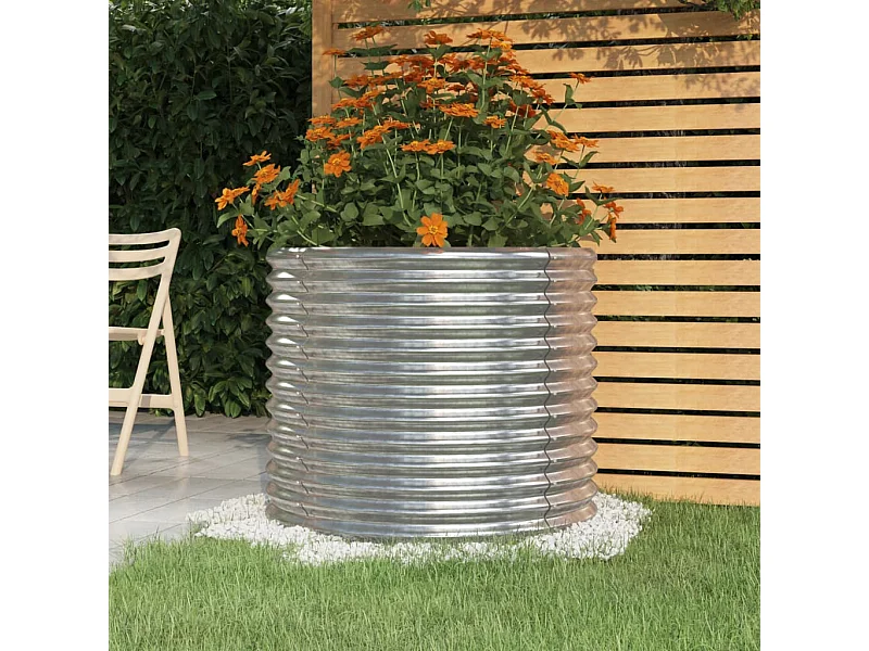 Jardinera de acero recubrimiento en polvo plateado 80x80x68 cm