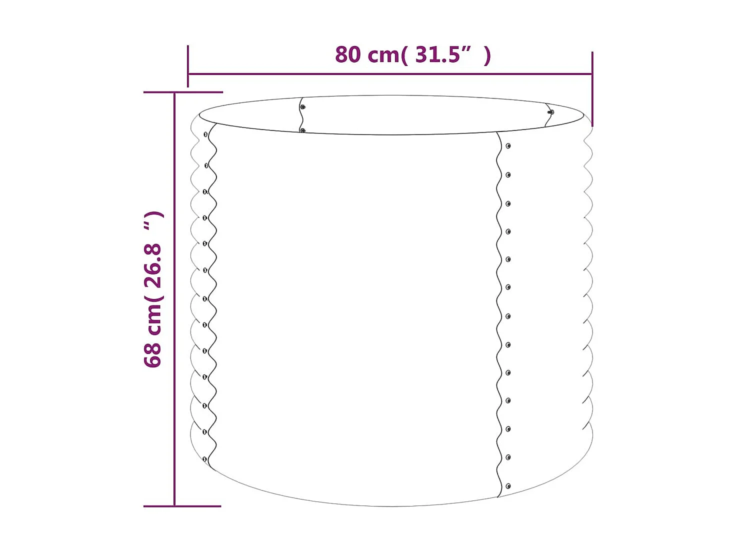 Vaso/floreira de jardim aço revestido a pó 80x80x68 cm prateado