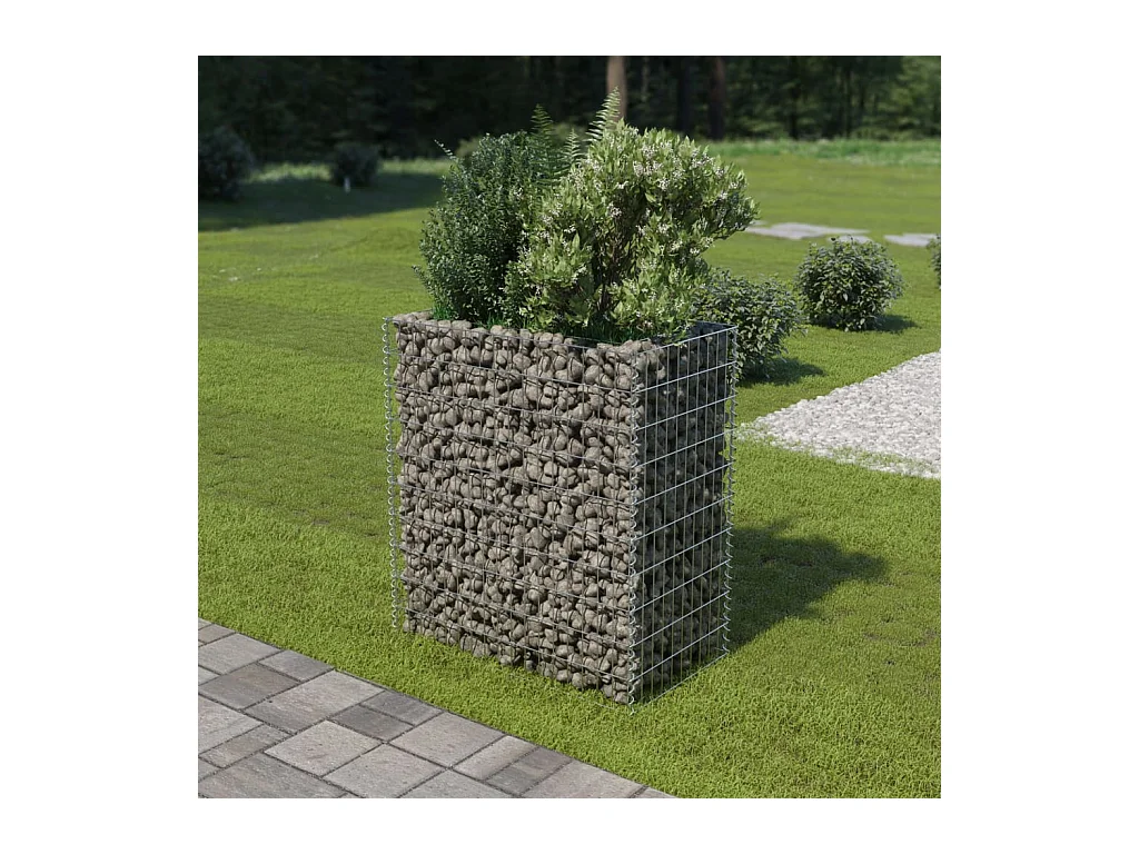 Lit surélevé à gabion Acier galvanisé 90x50x100 cm