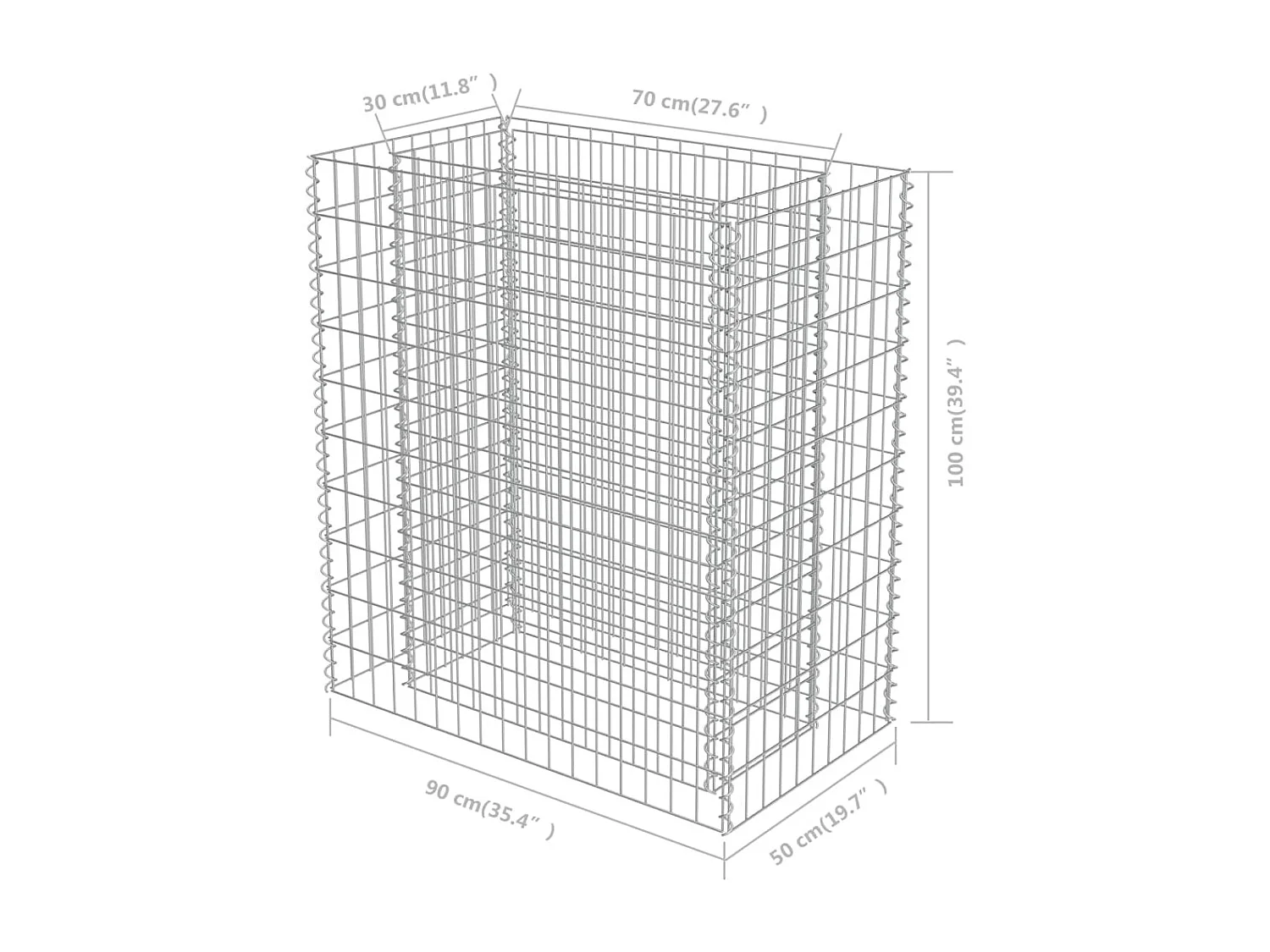 Lit surélevé à gabion Acier galvanisé 90x50x100 cm
