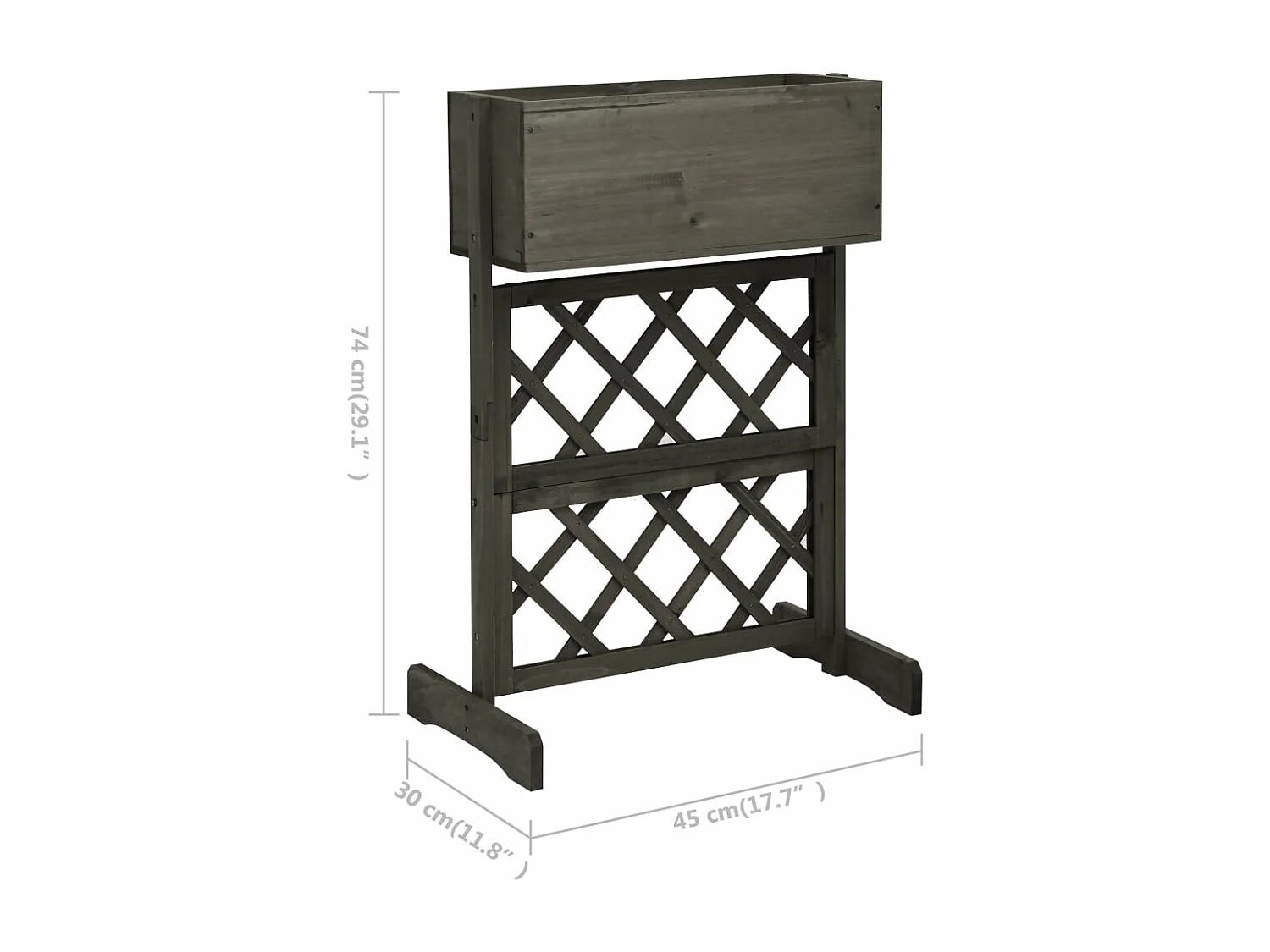 Jardinière à treillis de jardin Gris 45x30x74 cm Bois de sapin