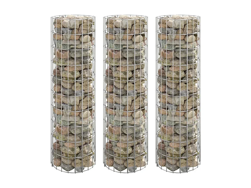 Arriate gaviones circular 3 unidades acero galvanizado Ø30x100 cm