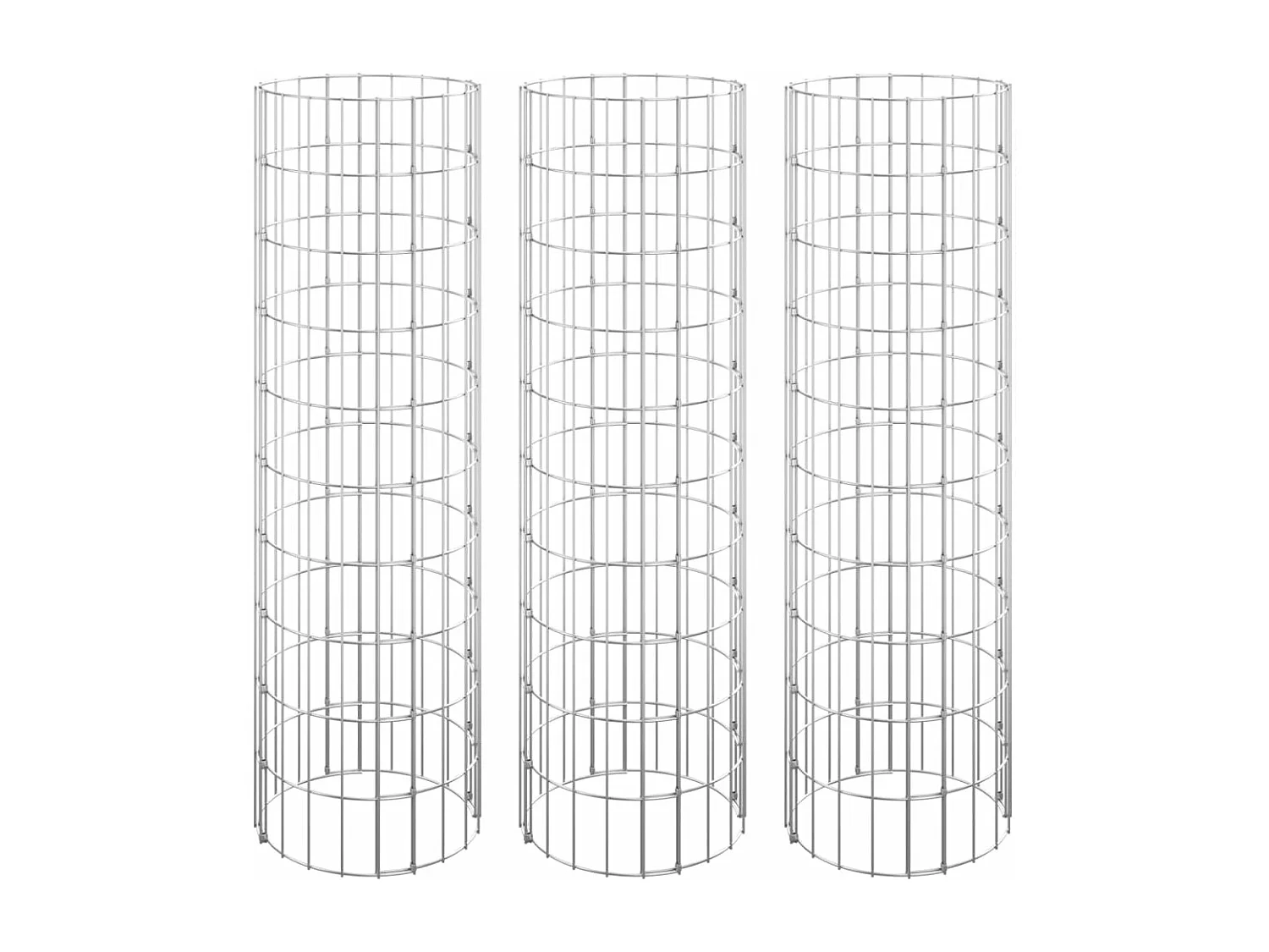 Arriate gaviones circular 3 unidades acero galvanizado Ø30x100 cm