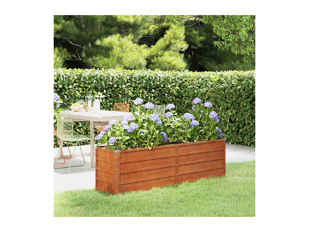 Arriate oxidado de acero corten 160x40x45 cm
