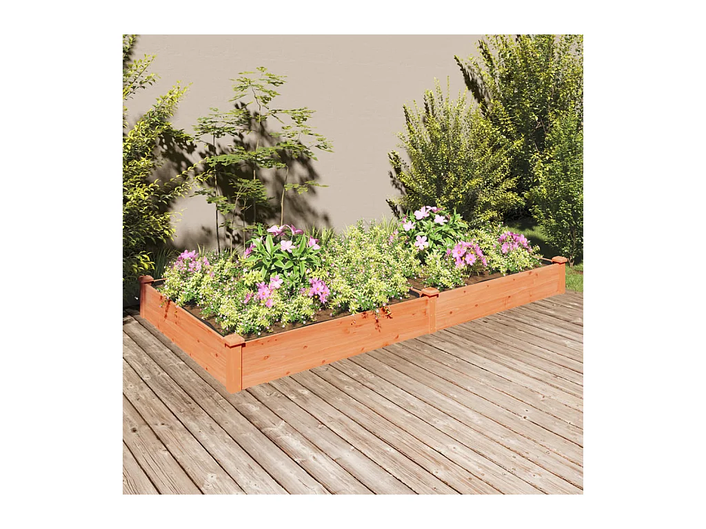 Canteiro elevado c/ forro 240x120x25 cm abeto maciço castanho