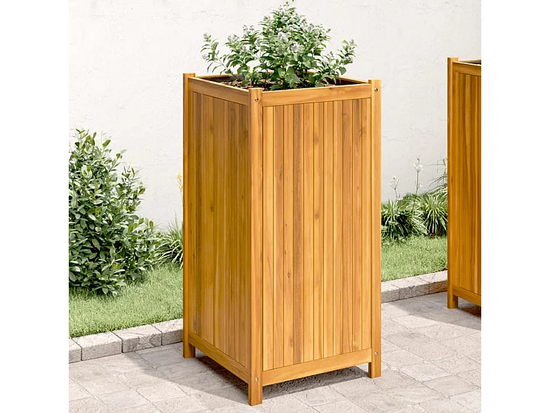 Vaso/floreira de jardim com forro 50x50x100 cm acácia maciça