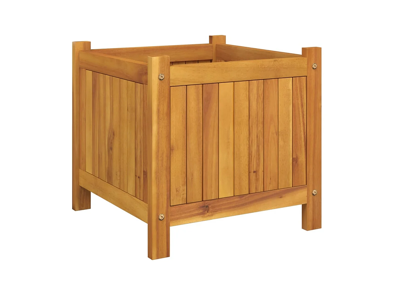 Jardinière avec doublure 42x42x40 cm bois massif d'acacia