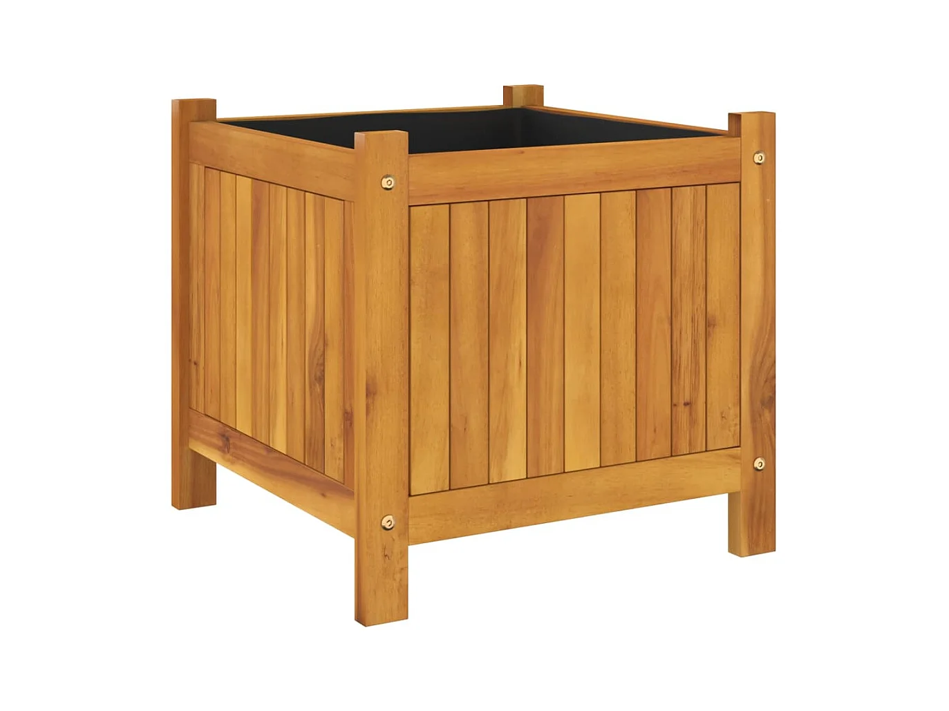 Vaso/floreira de jardim com forro 42x42x40 cm acácia maciça