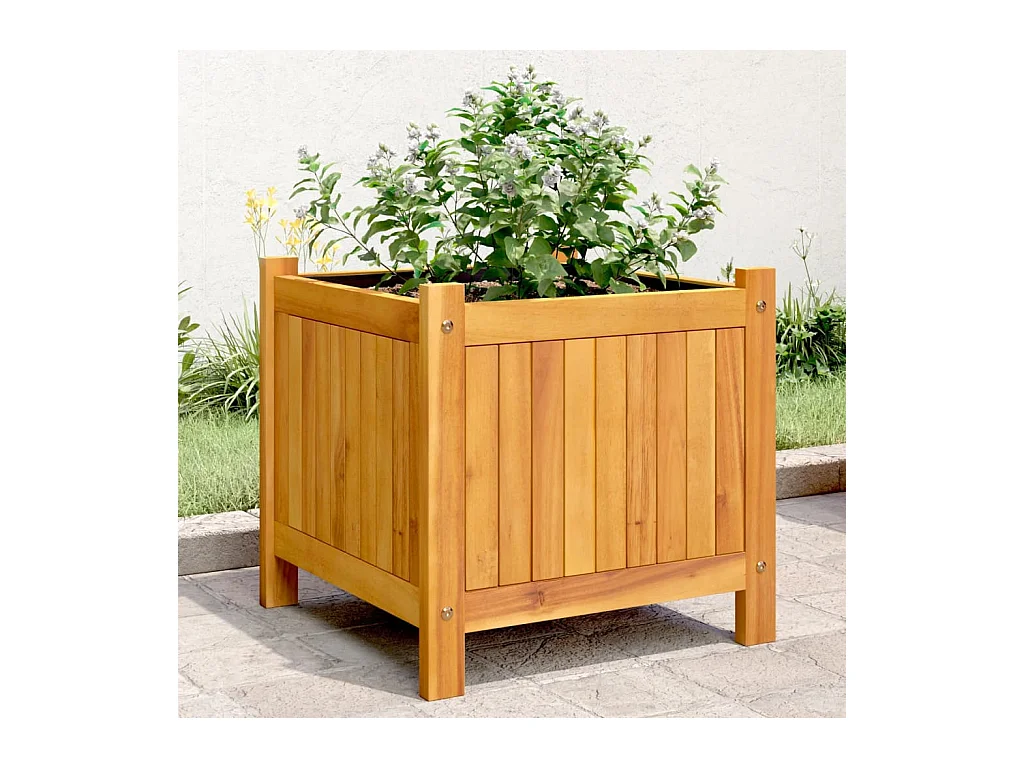 Vaso/floreira de jardim com forro 42x42x40 cm acácia maciça