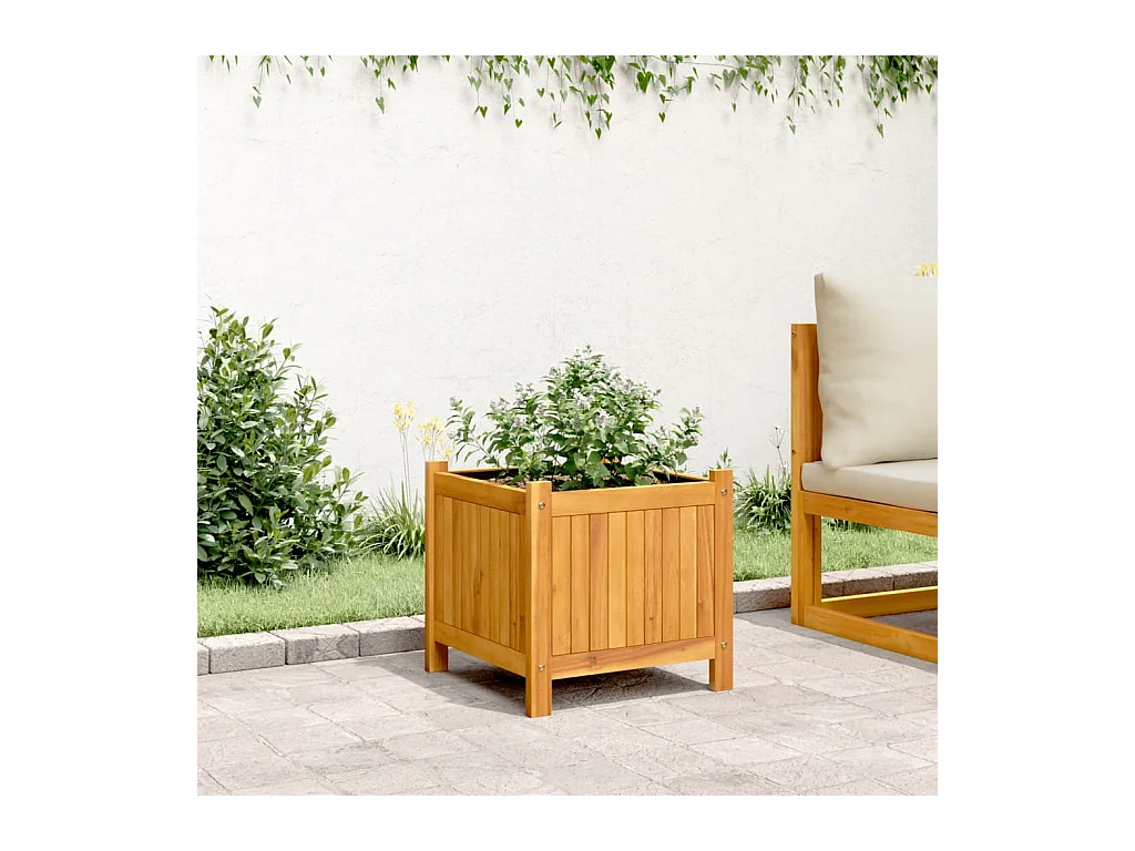 Vaso/floreira de jardim com forro 42x42x40 cm acácia maciça