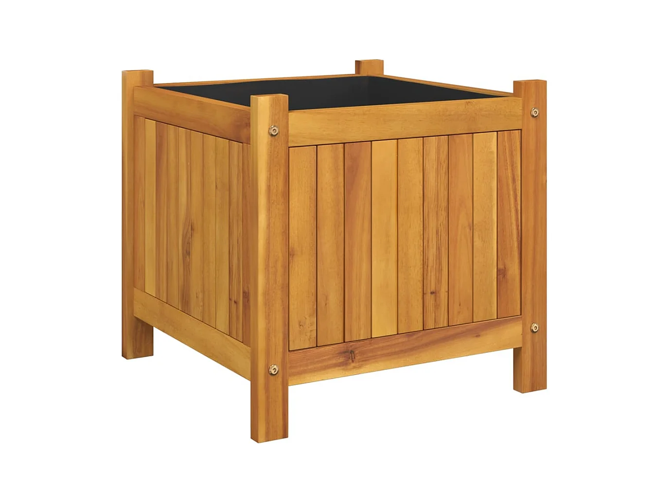 Vaso/floreira de jardim com forro 42x42x40 cm acácia maciça