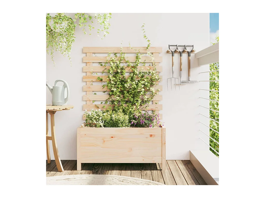 Jardinière avec support 79x39,5x114 cm bois de pin massif