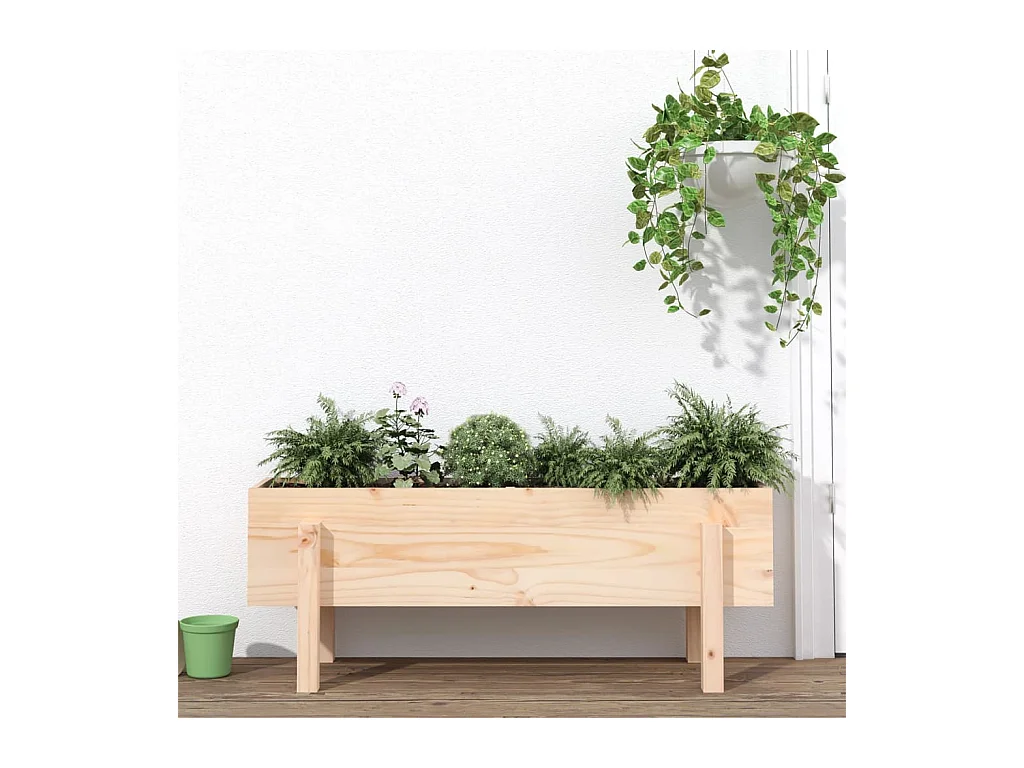 Arriate elevado de jardín madera maciza de pino 101x30x38 cm