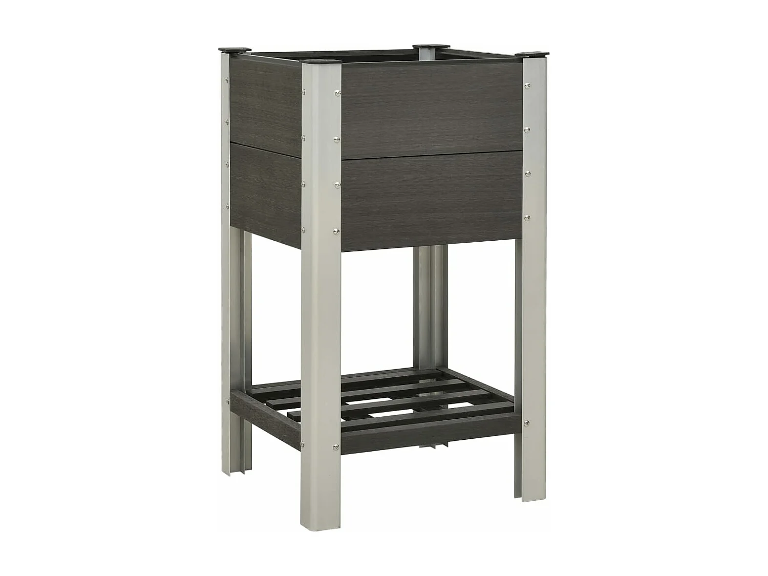 Canteiro elevado jardim c/ prateleira 50x50x90 cm WPC cinzento