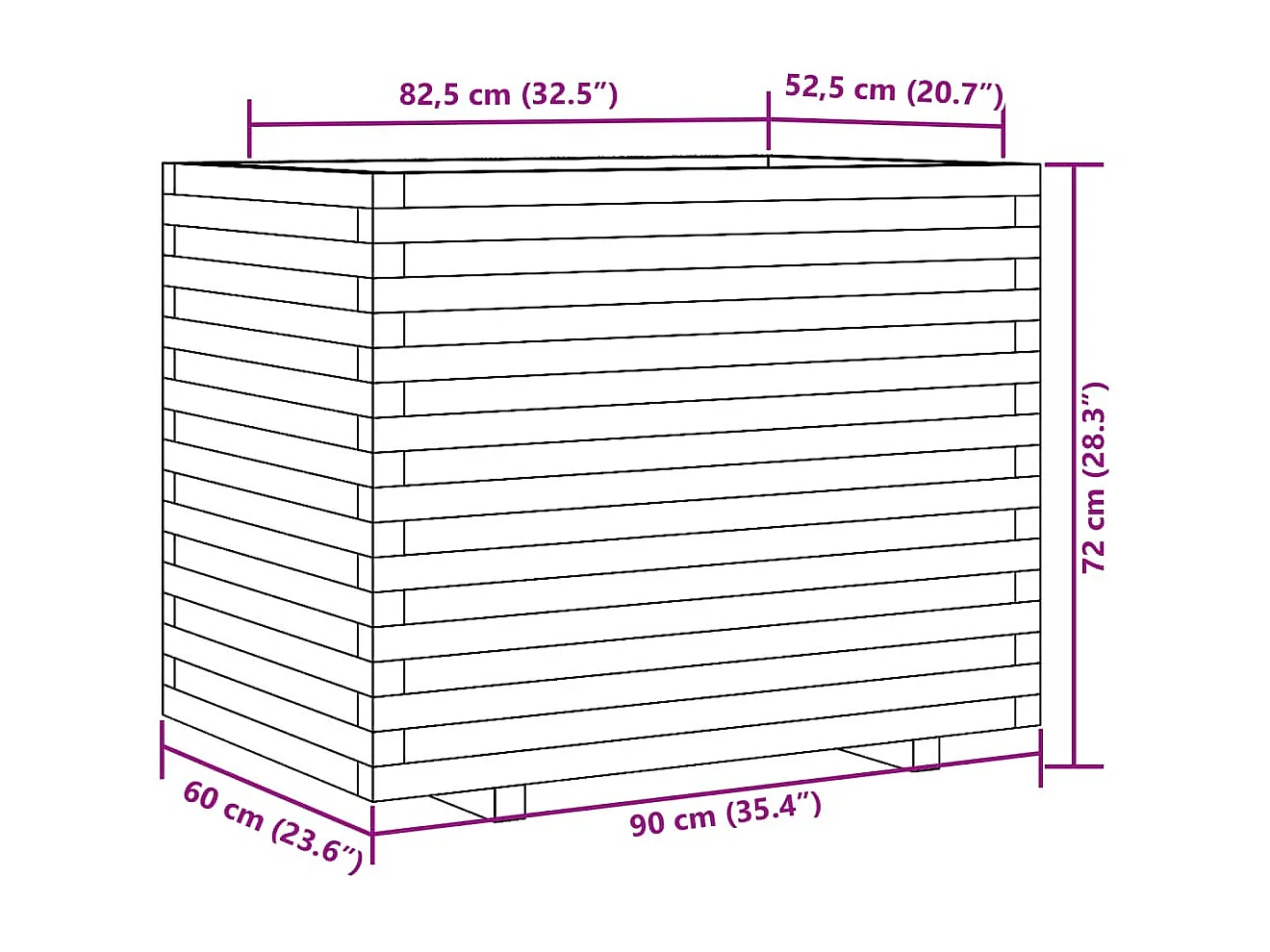 Jardinière 90x60x72 cm bois de pin imprégné