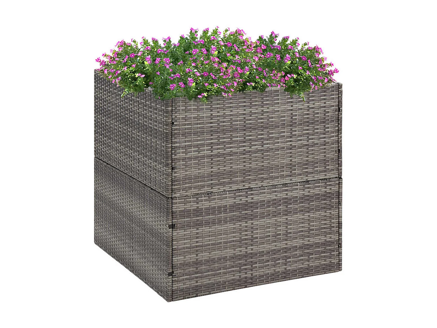 Vaso/floreira de jardim 80x80x80 cm vime PE cinzento