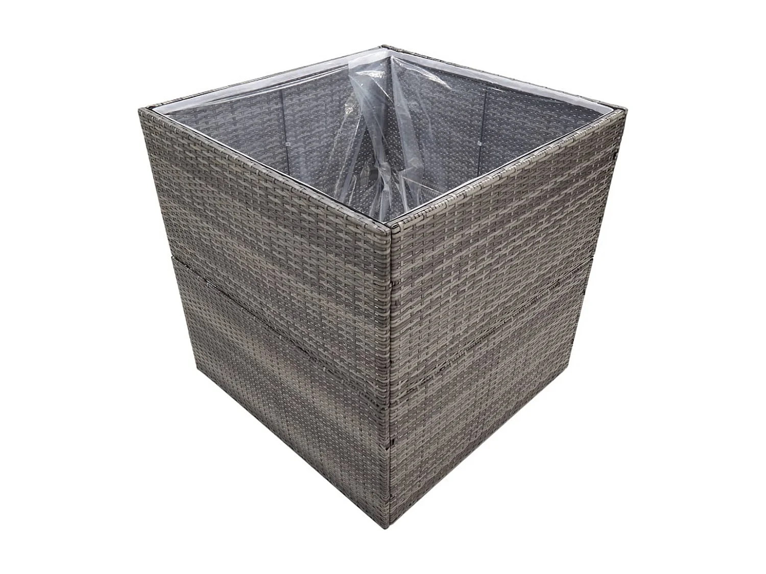 Vaso/floreira de jardim 80x80x80 cm vime PE cinzento