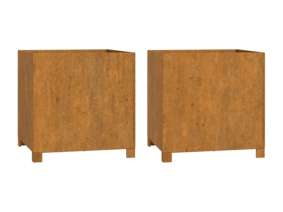 Jardinières avec pieds 2 pièces Rouillé 49x47x50 cm Acier corten