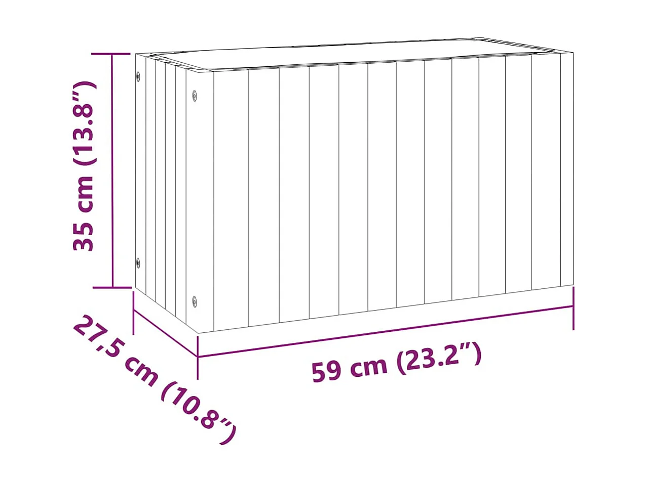 Vaso/floreira de jardim 59x27,5x35 cm madeira de acácia maciça