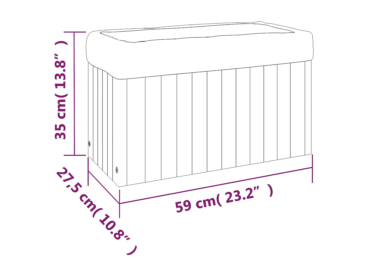 Vaso/floreira de jardim 59x27,5x35 cm madeira de acácia maciça