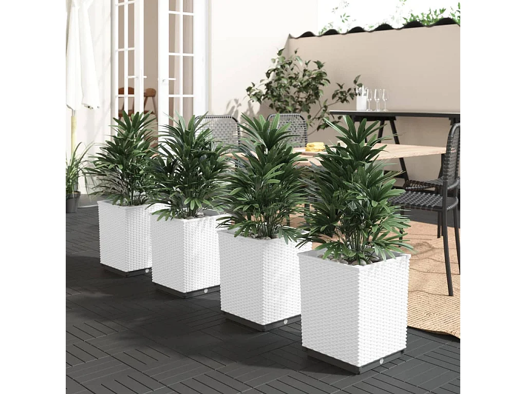 Jardinières 4 pièces blanc 30x30x37 cm polypropylène