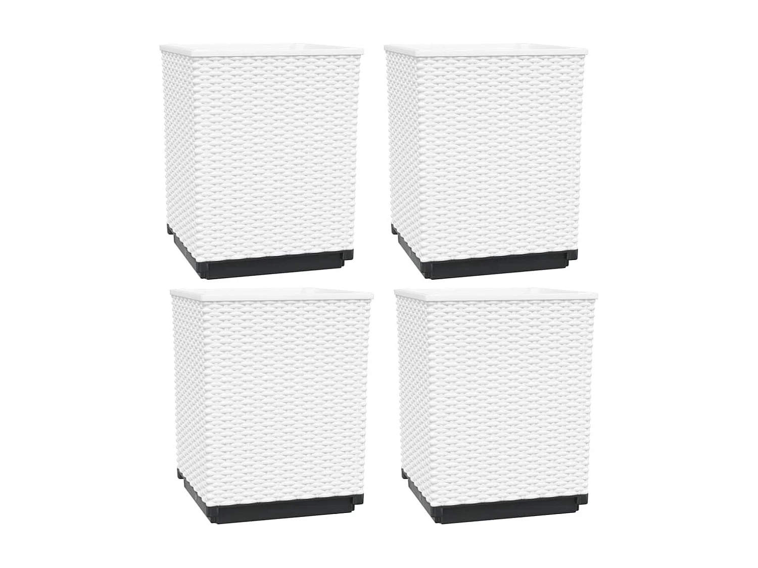 Jardinières 4 pièces blanc 30x30x37 cm polypropylène