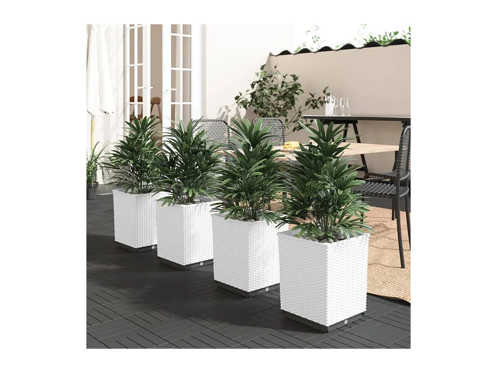 Jardineras 4 unidades polipropileno blanco 30x30x37 cm