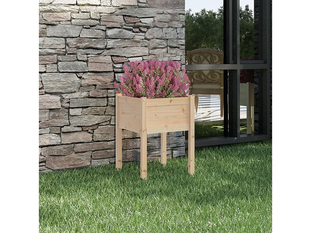Jardinera de madera maciza de pino 50x50x70 cm