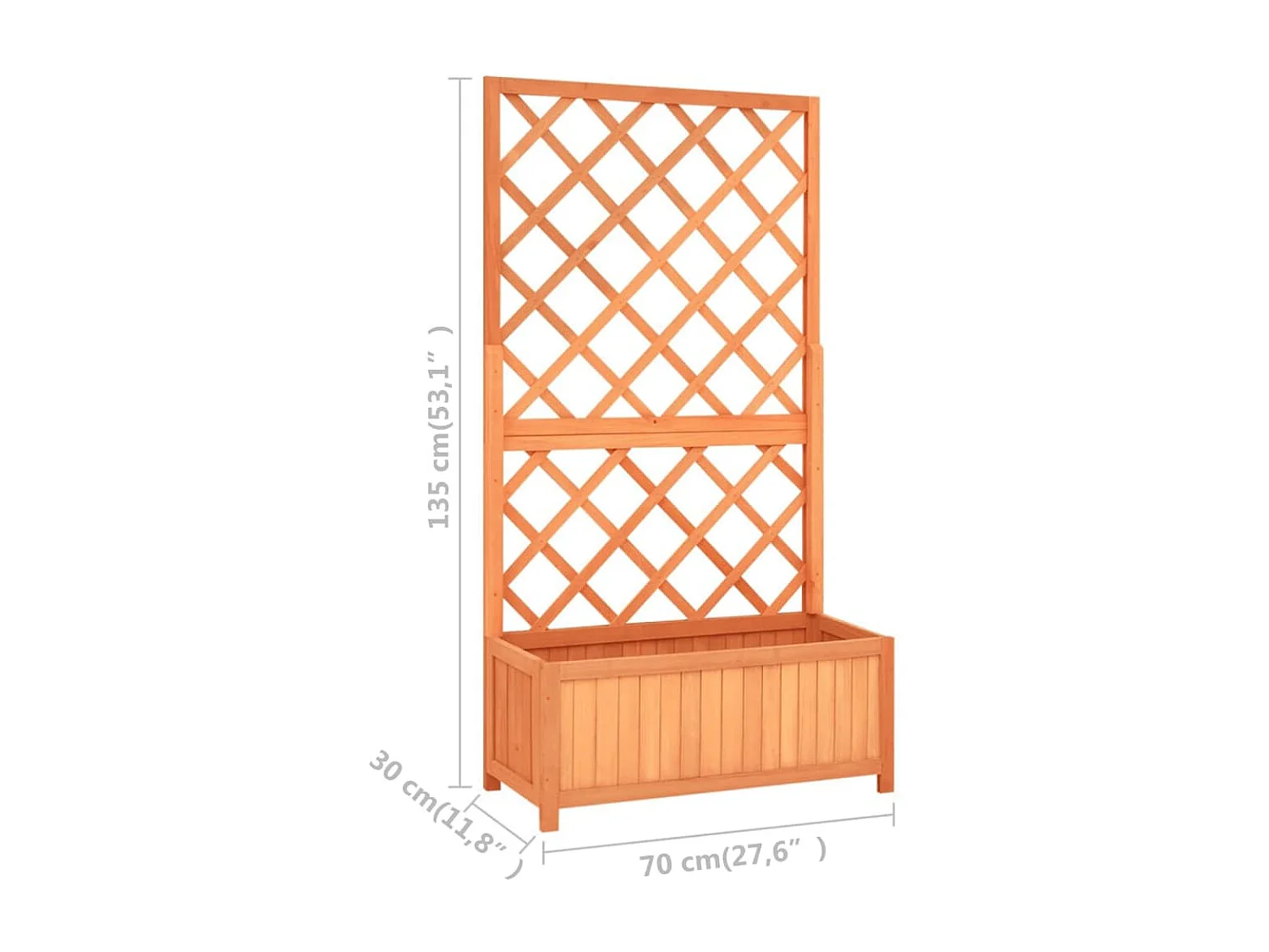 Jardinera enrejada de jardín madera de abeto marrón 70x30x135cm