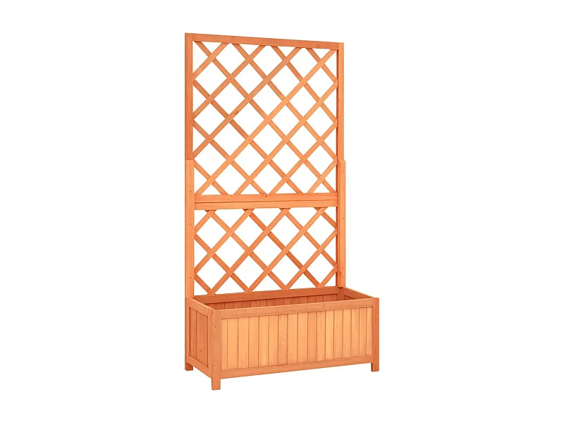 Jardinera enrejada de jardín madera de abeto marrón 70x30x135cm