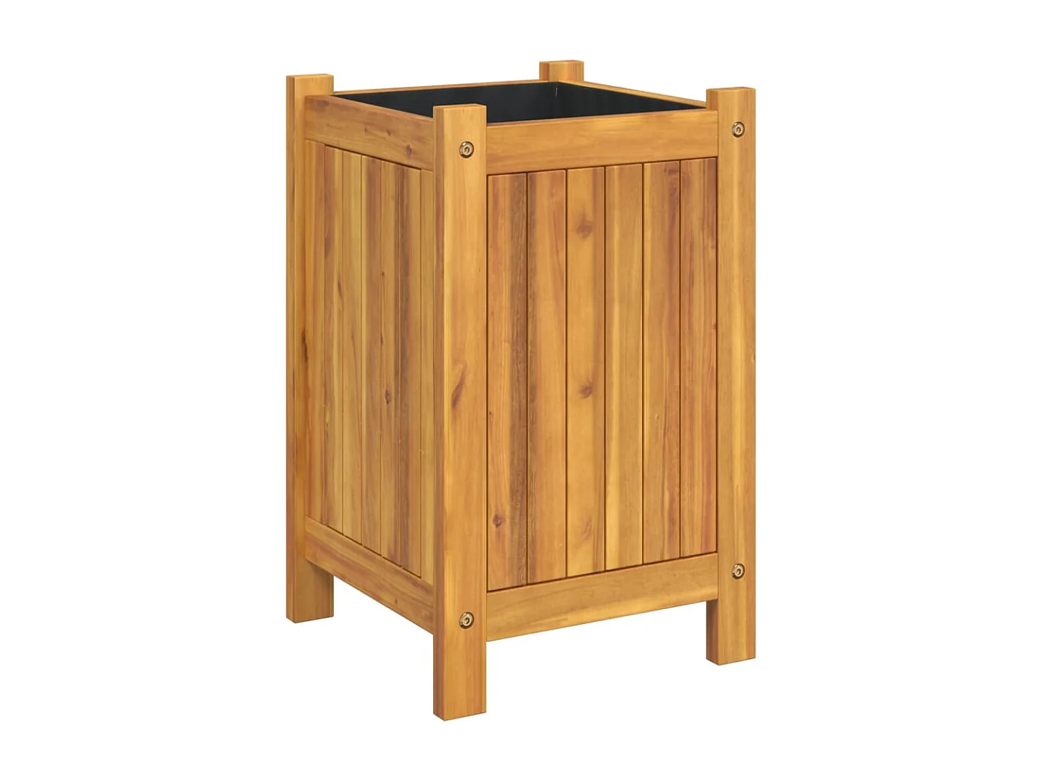 Vaso/floreira de jardim com forro 31x31x50 cm acácia maciça