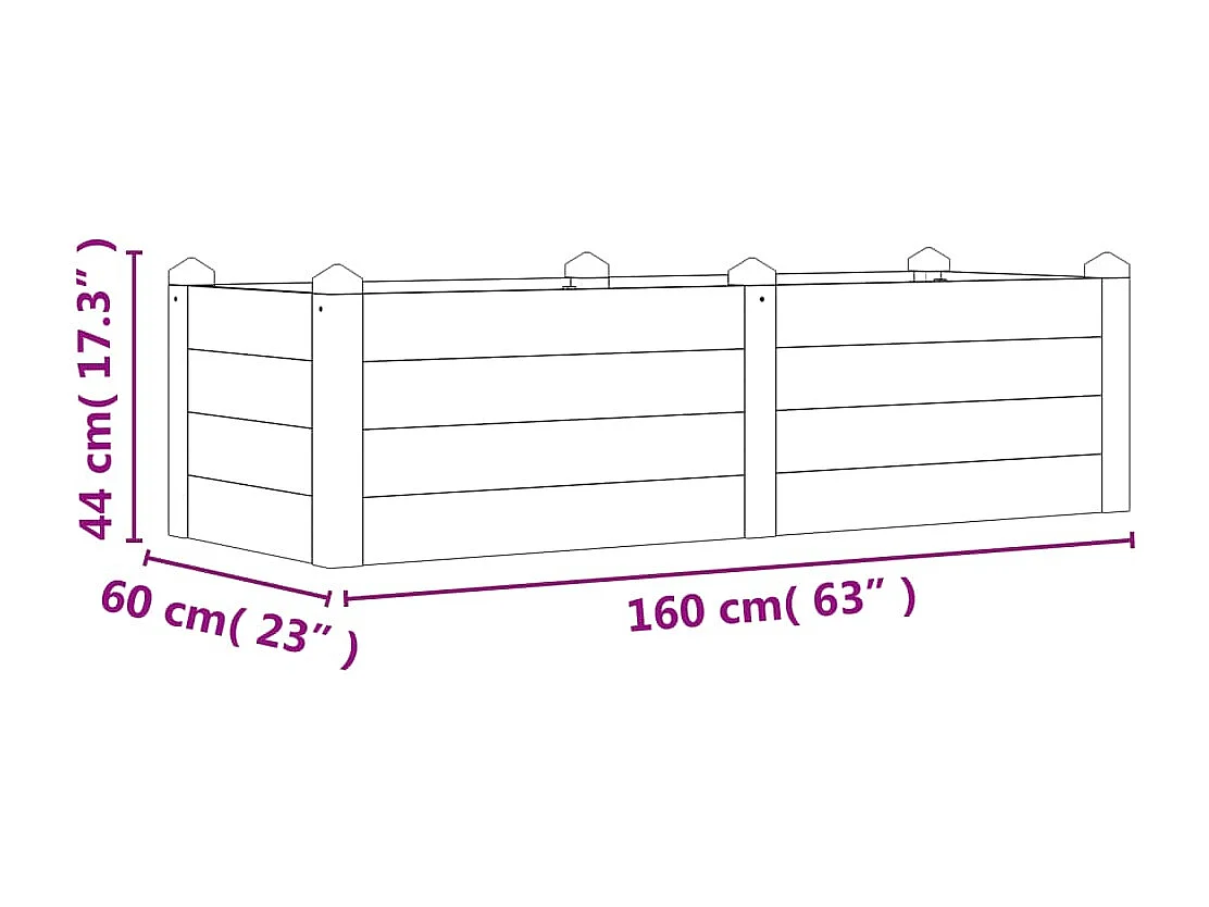 Jardinera arriate madera maciza acacia 160x60x44 cm