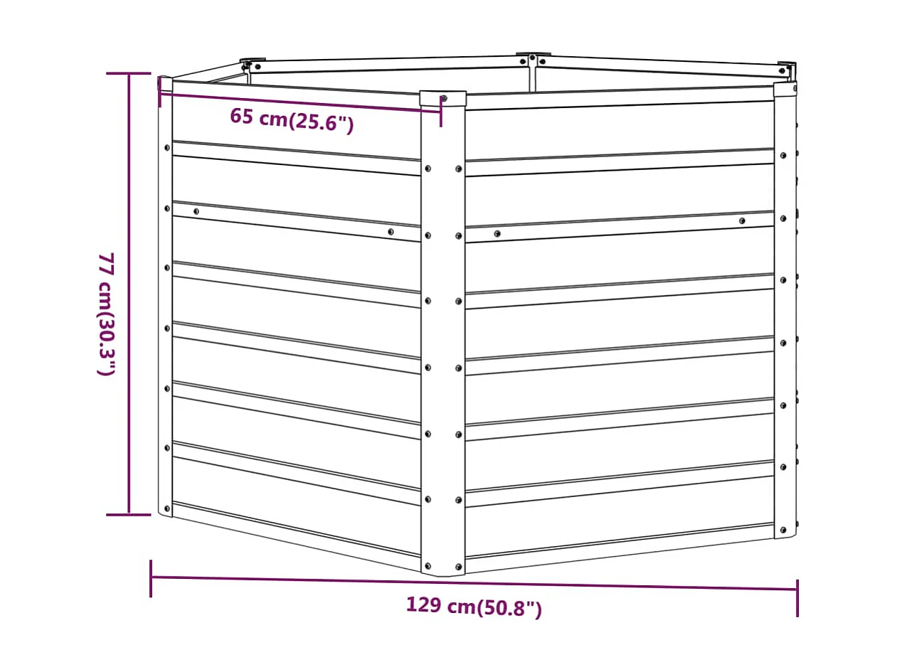 Arriate oxidado de acero corten 129x129x77 cm